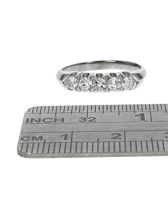 Five Stone Diamond Tapered Ring in White Gold